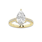 2.76 ctw Pear Lab-Grown Diamond Hidden Halo Side Stone Engagement Ring in 18K Yellow Gold for Women | Colorless E, VS1 Clarity, IGI Certified 2.50 ct Center Diamond