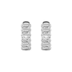 1 1/2 ctw Emerald Lab Grown Diamond Huggie Hoop Earrings 14K White Gold, DE, VS1