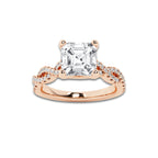 8.29 ctw Asscher Lab-Grown Diamond Twisted Shank Engagement Ring in 14K Rose Gold for Women | D Color, VVS1 Clarity, IGI Certified 8.00 ct Center Diamond