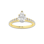 0.89 ctw Pear Lab-Grown Diamond Pave Engagement Ring in 14K Yellow Gold for Women | E Color, VS1 Clarity, IGI Certified 0.50 ct Center Diamond