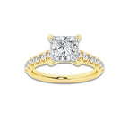 1.91 ctw Princess Lab-Grown Diamond Pave Engagement Ring in 14K Yellow Gold for Women | E Color, VS1 Clarity, IGI Certified 1.50 ct Center Diamond