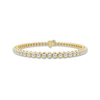 4 ctw Round Lab Grown Diamond Four-Prong Tennis Bracelet - 6 Inches 14K Yellow Gold, DE, VS1