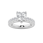 3.50 ctw Heart Lab-Grown Diamond Split-Prong Set Side Stone Engagement Ring in 14K White Gold for Women | Colorless E, VS1 Clarity, IGI Certified 2.50 ct Center Diamond
