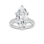 7.55 ctw Marquise Lab-Grown Diamond Pave Engagement Ring in 14K White Gold for Women | D Color, VVS1 Clarity, IGI Certified 7.00 ct Center Diamond