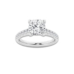 2.90 ctw Cushion Lab-Grown Diamond Pave Engagement Ring in Platinum for Women | D Color, VVS1 Clarity, IGI Certified 2.50 ct Center Diamond