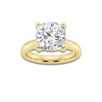 5.00 ctw Cushion Lab-Grown Diamond Minimalist Engagement Ring in 14K Yellow Gold for Women | E Color, VS1 Clarity, IGI Certified