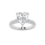 3.28 ctw Heart Lab-Grown Diamond Hidden Halo Side Stone Engagement Ring in Platinum for Women | Colorless E, VS1 Clarity, IGI Certified 3.00 ct Center Diamond