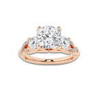 1.48 ctw Cushion Lab-Grown Diamond Side Stone Engagement Ring in 14K Rose Gold for Women | Colorless D, VVS1 Clarity, IGI Certified 1.00 ct Center Diamond