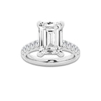 6.55 ctw Emerald Lab-Grown Diamond Pave Engagement Ring in Platinum for Women | E Color, VS1 Clarity, IGI Certified 6.00 ct Center Diamond