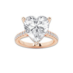 7.46 ctw Heart Lab-Grown Diamond Hidden Halo Side Stone Engagement Ring in 18K Rose Gold for Women | Colorless D, VVS1 Clarity, IGI Certified 7.00 ct Center Diamond