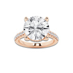 7.40 ctw Round Lab-Grown Diamond Hidden Halo Side Stone Engagement Ring in 18K Rose Gold for Women | Colorless D, VVS1 Clarity, IGI Certified 7.00 ct Center Diamond