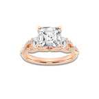 3.10 ctw Asscher Lab-Grown Diamond Side Stone Engagement Ring in 14K Rose Gold for Women | Colorless D, VVS1 Clarity, IGI Certified 2.50 ct Center Diamond