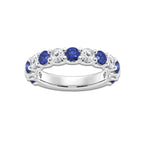 Janelle 3.50mm Round Cut Created Sapphire and 7/8 ctw Round Lab Grown Diamond Wedding Band 14K White Gold, DE, VS1