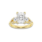 5.61 ctw Radiant Lab-Grown Diamond Side Stone Engagement Ring in 14K Yellow Gold for Women | Colorless E, VS1 Clarity, IGI Certified 5.00 ct Center Diamond