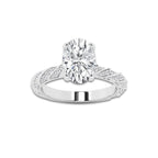 2.94 ctw Oval Lab-Grown Diamond Twisted Band Engagement Ring in Platinum for Women | Colorless E, VS1 Clarity, IGI Certified 2.50 ct Center Diamond