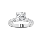 2.94 ctw Cushion Lab-Grown Diamond Twisted Band Engagement Ring in Platinum for Women | Colorless E, VS1 Clarity, IGI Certified 2.50 ct Center Diamond
