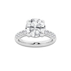 4.43 ctw Round Lab-Grown Diamond Pave Engagement Ring in Platinum for Women | D Color, VVS1 Clarity, IGI Certified 4.00 ct Center Diamond