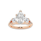 1.48 ctw Pear Lab-Grown Diamond Side Stone Engagement Ring in 14K Rose Gold for Women | Colorless E, VS1 Clarity, IGI Certified 1.00 ct Center Diamond