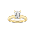 1.50 ctw Emerald Lab-Grown Diamond Minimalist Engagement Ring in 14K Yellow Gold for Women | D Color, VVS1 Clarity, IGI Certified