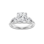 5.61 ctw Cushion Lab-Grown Diamond Side Stone Engagement Ring in 14K White Gold for Women | Colorless E, VS1 Clarity, IGI Certified 5.00 ct Center Diamond