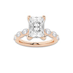 6.48 ctw Radiant Lab-Grown Diamond Marquise Side Stone Engagement Ring in 14K Rose Gold for Women | Colorless D, VVS1 Clarity, IGI Certified 6.00 ct Center Diamond