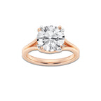 3 ctw Round Lab Grown Diamond Two Tone Double Prong Hidden Halo Engagement Ring 14K Two-Tone White & Rose Gold, D, VVS | 3 ct Center