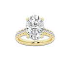5.43 ctw Oval Lab-Grown Diamond Pave Engagement Ring in 14K Yellow Gold for Women | E Color, VS1 Clarity, IGI Certified 5.00 ct Center Diamond