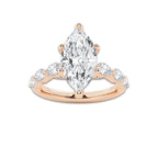 2.98 ctw Marquise Lab-Grown Diamond Marquise Side Stone Engagement Ring in 14K Rose Gold for Women | Colorless D, VVS1 Clarity, IGI Certified 2.50 ct Center Diamond