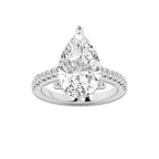 5.35 ctw Pear Lab-Grown Diamond Hidden Halo Side Stone Engagement Ring in Platinum for Women | Colorless E, VS1 Clarity, IGI Certified 5.00 ct Center Diamond