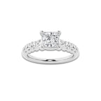 1.54 Ct Princess Lab-Grown Diamond Half Eternity Engagement Ring in Platinum for Female, Colorless (E), VS1 Clarity | IGI Certified, 1.00 Ct Center Diamond
