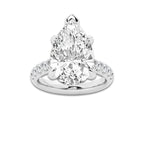 8.55 ctw Pear Lab-Grown Diamond Pave Engagement Ring in 14K White Gold for Women | E Color, VS1 Clarity, IGI Certified 8.00 ct Center Diamond