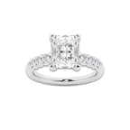 3.54 ctw Radiant Lab-Grown Diamond Side Stone Engagement Ring in 14K White Gold for Women | Colorless D, VVS1 Clarity, IGI Certified 3.00 Ct Center Diamond