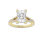 2.33 ctw Radiant Lab-Grown Diamond Split Shank Side Stone Engagement Ring in 14K Yellow Gold for Women | Colorless D, VVS1 Clarity, IGI Certified 2.00 ct Center Diamond