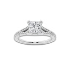 1.08 ctw Princess Lab-Grown Diamond Split Shank Side Stone Engagement Ring in 14K White Gold for Women | Colorless E, VS1 Clarity, IGI Certified 0.75 ct Center Diamond