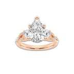 3.60 ctw Pear Lab-Grown Diamond Side Stone Engagement Ring in 14K Rose Gold for Women | Colorless E, VS1 Clarity, IGI Certified 3.00 ct Center Diamond