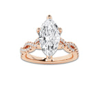 6.29 ctw Marquise Lab-Grown Diamond Twisted Shank Engagement Ring in 14K Rose Gold for Women | D Color, VVS1 Clarity, IGI Certified 6.00 ct Center Diamond