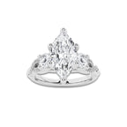 1.23 ctw Marquise Lab-Grown Diamond Side Stone Engagement Ring in Platinum for Women | Colorless E, VS1 Clarity, IGI Certified 0.75 ct Center Diamond