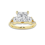 2.62 ctw Princess Lab-Grown Diamond Side Stone Engagement Ring in 14K Yellow Gold for Women | Colorless D, VVS1 Clarity, IGI Certified 2.00 ct Center Diamond