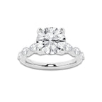 3 1/2 ctw Round Lab Grown Diamond Engagement Ring with Floating Marquise Side Accents Platinum, D, VVS | 3 ct Center