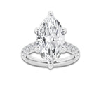 7.55 ctw Marquise Lab-Grown Diamond Pave Engagement Ring in 14K White Gold for Women | E Color, VS1 Clarity, IGI Certified 7.00 ct Center Diamond