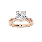 2.25 ctw Cushion Lab-Grown Diamond Twisted Shank Engagement Ring in 14K Rose Gold for Women | D Color, VVS1 Clarity, IGI Certified 2.00 ct Center Diamond
