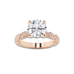 3.44 ctw Round Lab-Grown Diamond Twisted Band Engagement Ring in 14K Rose Gold for Women | Colorless D, VVS1 Clarity, IGI Certified 3.00 ct Center Diamond