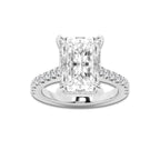 4.35 ctw Radiant Lab-Grown Diamond Hidden Halo Side Stone Engagement Ring in Platinum for Women | Colorless E, VS1 Clarity, IGI Certified 4.00 ct Center Diamond