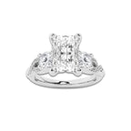 1.23 ctw Radiant Lab-Grown Diamond Side Stone Engagement Ring in Platinum for Women | Colorless E, VS1 Clarity, IGI Certified 0.75 ct Center Diamond