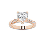 4.42 ctw Heart Lab-Grown Diamond Twisted Band Engagement Ring in 14K Rose Gold for Women | Colorless D, VVS1 Clarity, IGI Certified 4.00 ct Center Diamond