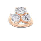 Rhapsody 6 ctw Mosaic Abstract Three Stone Ring 14K Rose Gold, E, VS1 | IGI Certified