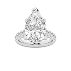 8.55 ctw Pear Lab-Grown Diamond Pave Engagement Ring in 14K White Gold for Women | D Color, VVS1 Clarity, IGI Certified 8.00 ct Center Diamond