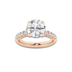 3.93 ctw Round Lab-Grown Diamond Pave Engagement Ring in 14K Rose Gold for Women | D Color, VVS1 Clarity, IGI Certified 3.50 ct Center Diamond