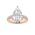 5.35 ctw Pear Lab-Grown Diamond Hidden Halo Side Stone Engagement Ring in 18K Rose Gold for Women | Colorless D, VVS1 Clarity, IGI Certified 5.00 ct Center Diamond