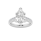 3.93 ctw Pear Lab-Grown Diamond Pave Engagement Ring in 14K White Gold for Women | E Color, VS1 Clarity, IGI Certified 3.50 ct Center Diamond
